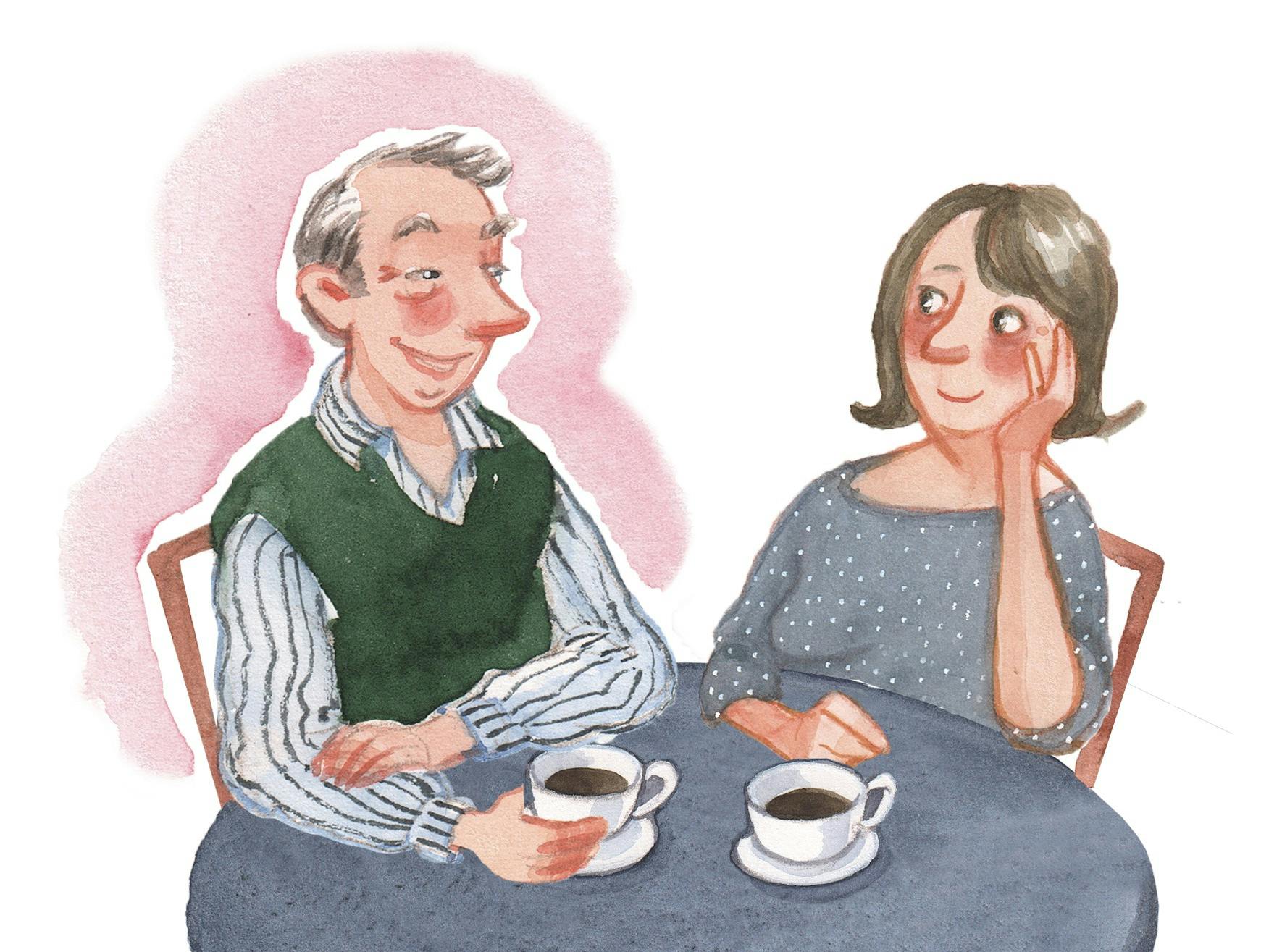Mand og kvinde på kaffedate