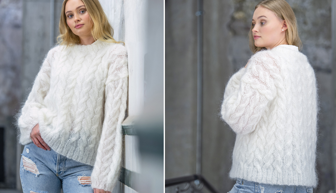 vedtage tang Mål Strik: Hvid sweater med snoninger | Familie Journal